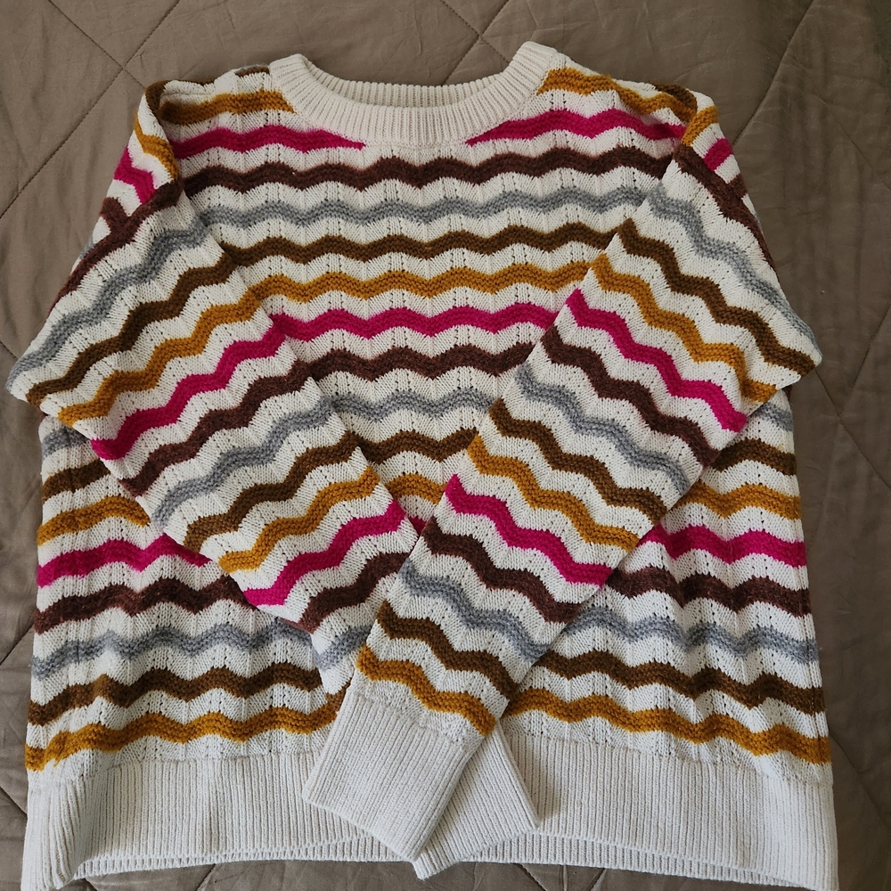 Lou & Grey Pink and Gold Chevron Sweater